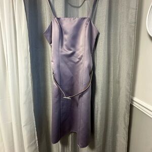 Jessica Lavender Satin Midi Slip Dress with Thin Straps